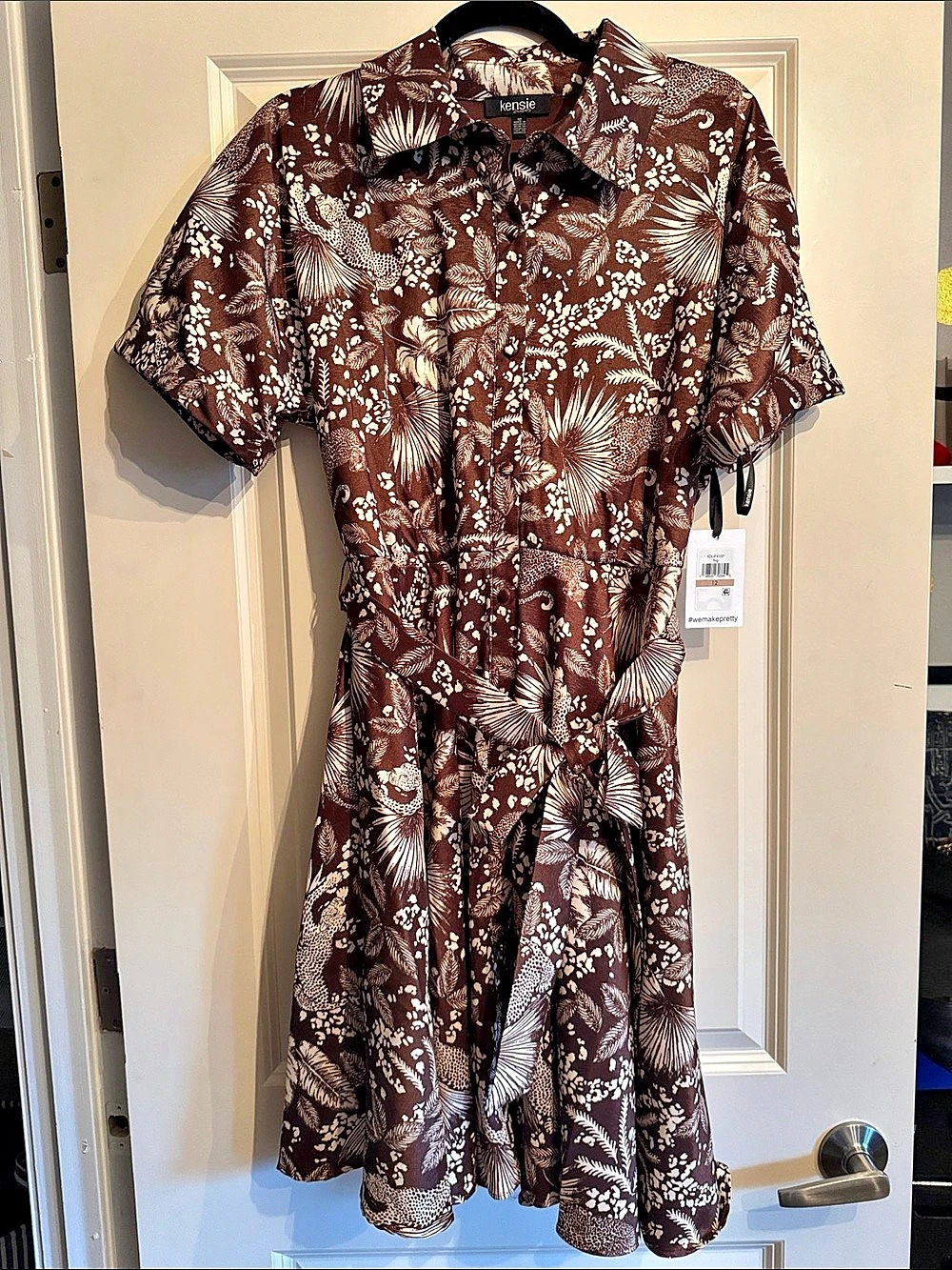 NWTS - Kensie - Animal Jungle Print Mini Dress in Brown & White - Size 12